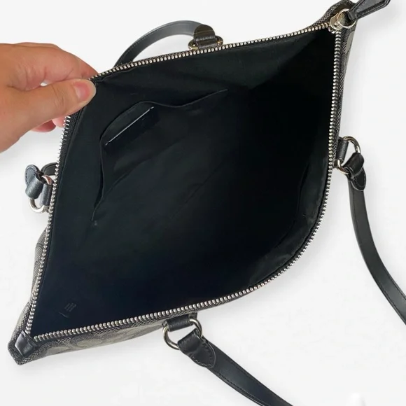 Coach Black Signature Jacquard Tote Shoulder Bag with Leather Trim + zip wallet - Picture 10 of 16